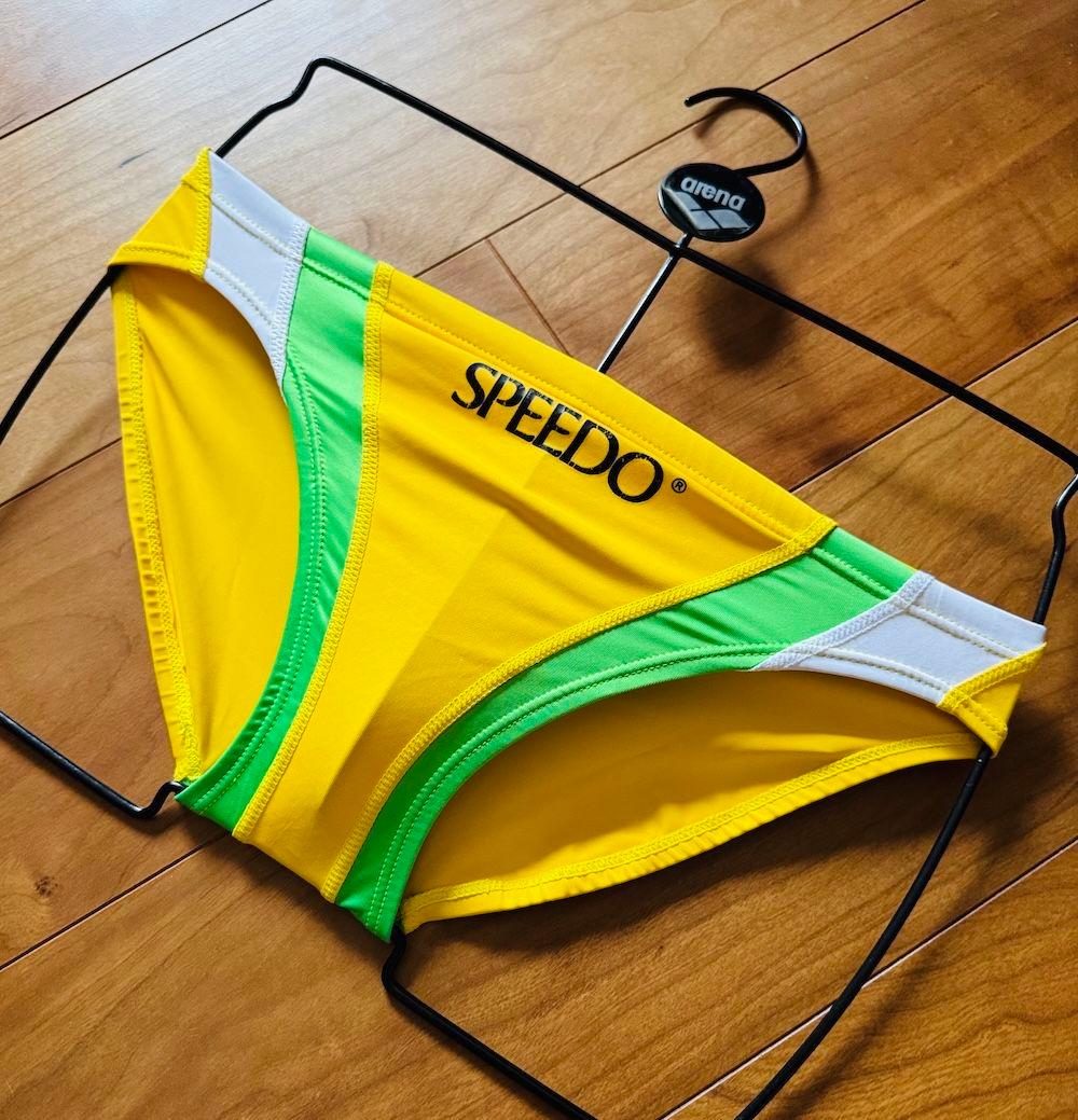 【美品】SPEEDO RQ632 イエロー×グリーン ライフセーバー 競パン