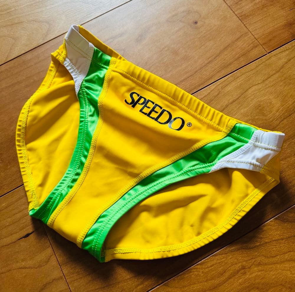 【美品】SPEEDO RQ632 イエロー×グリーン ライフセーバー 競パン