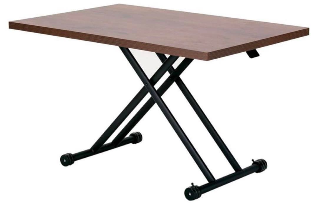 段階高さ調節・ローテーブル・ダイニングテーブル・キャスター付きブラウン