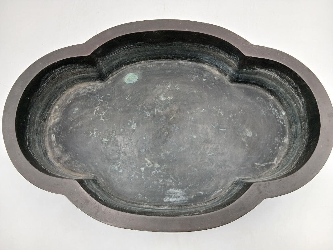 瑞峰堂謹製　青銅製　雲龍盛上細工　水盤　花器