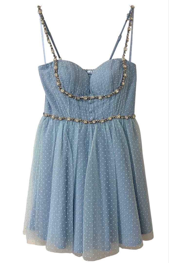 ROBEdeFLEURS/ドットチュールビジューフレアミニキャバドレス新品M