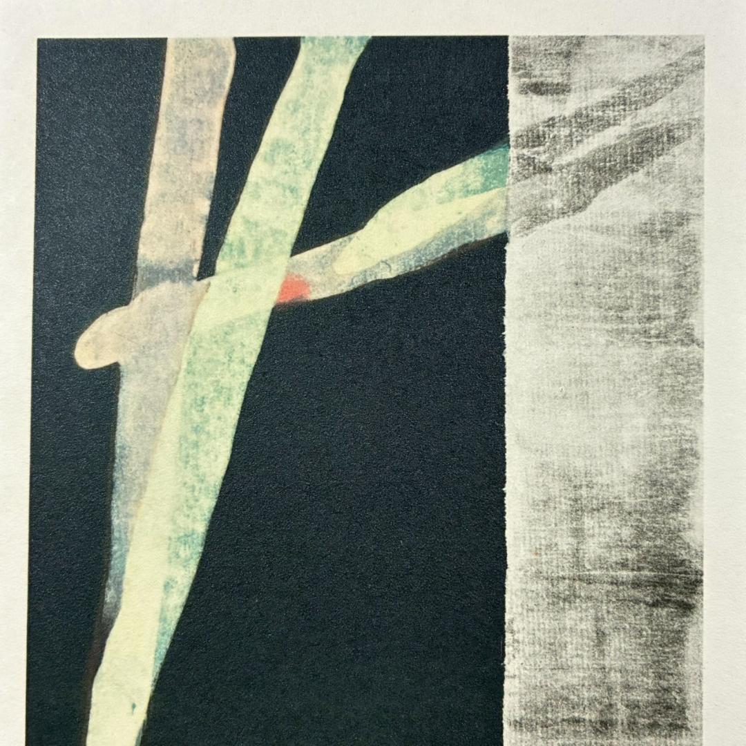 篠田桃紅「月読み」リトグラフ 直筆サイン入り 額縁入り 墨描抽象画家 現代アート