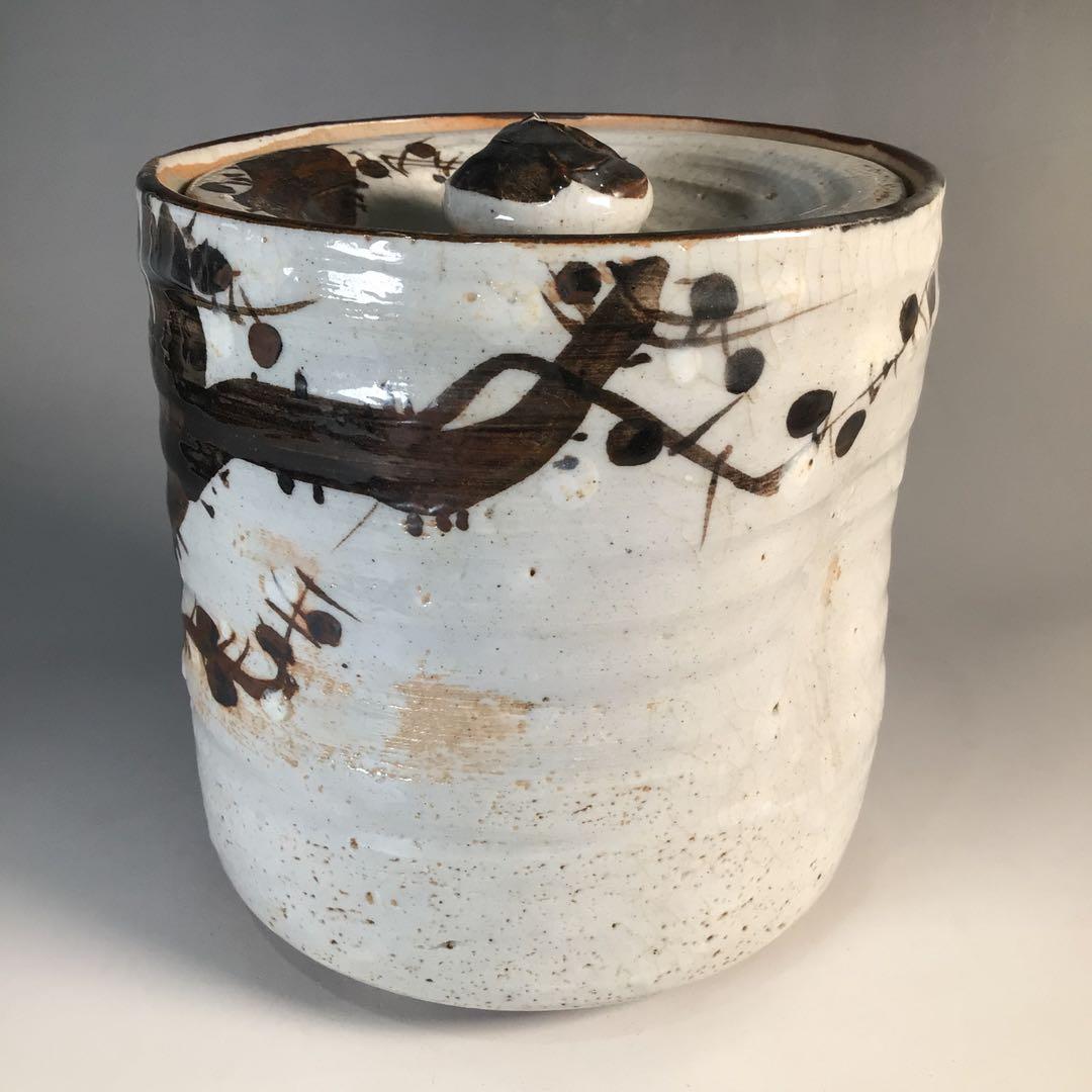 Ｍ８３６　水指　『墨田窯　金太漢造』『老梅文』『一重口水指』　共箱　茶道具