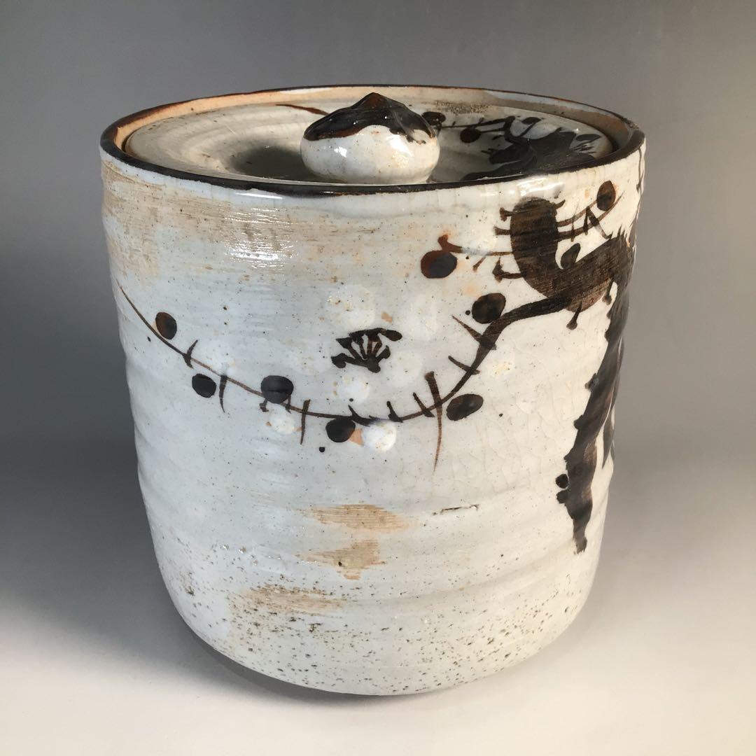 Ｍ８３６　水指　『墨田窯　金太漢造』『老梅文』『一重口水指』　共箱　茶道具