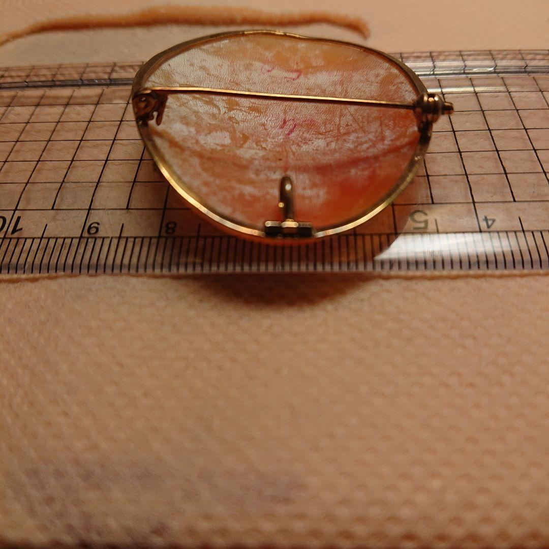 k18 18金 カメオ ブローチ 女性の横顔 楕円形