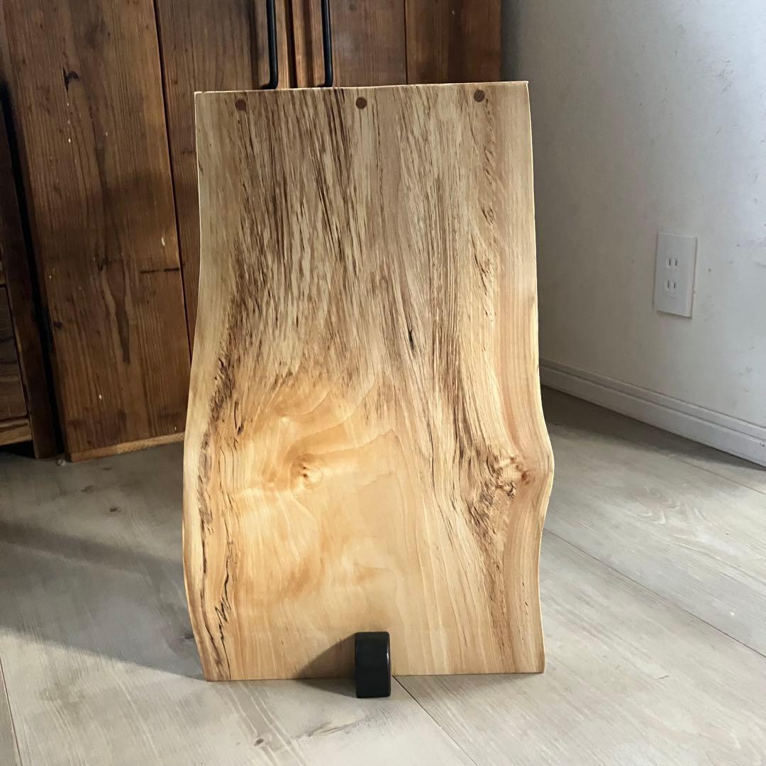栃(トチ)一枚板　サイドテーブル　ハンドメイド