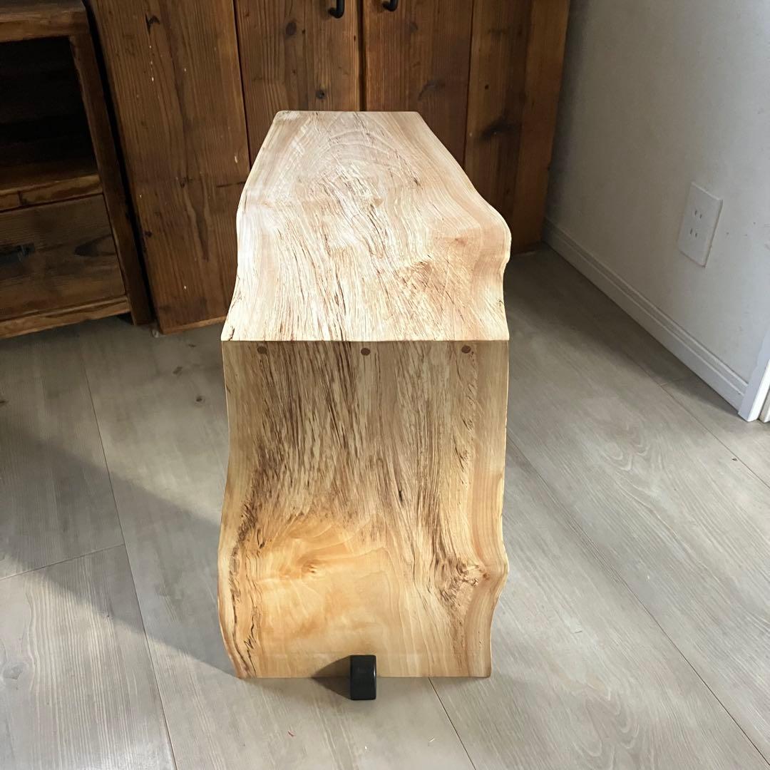 栃(トチ)一枚板　サイドテーブル　ハンドメイド