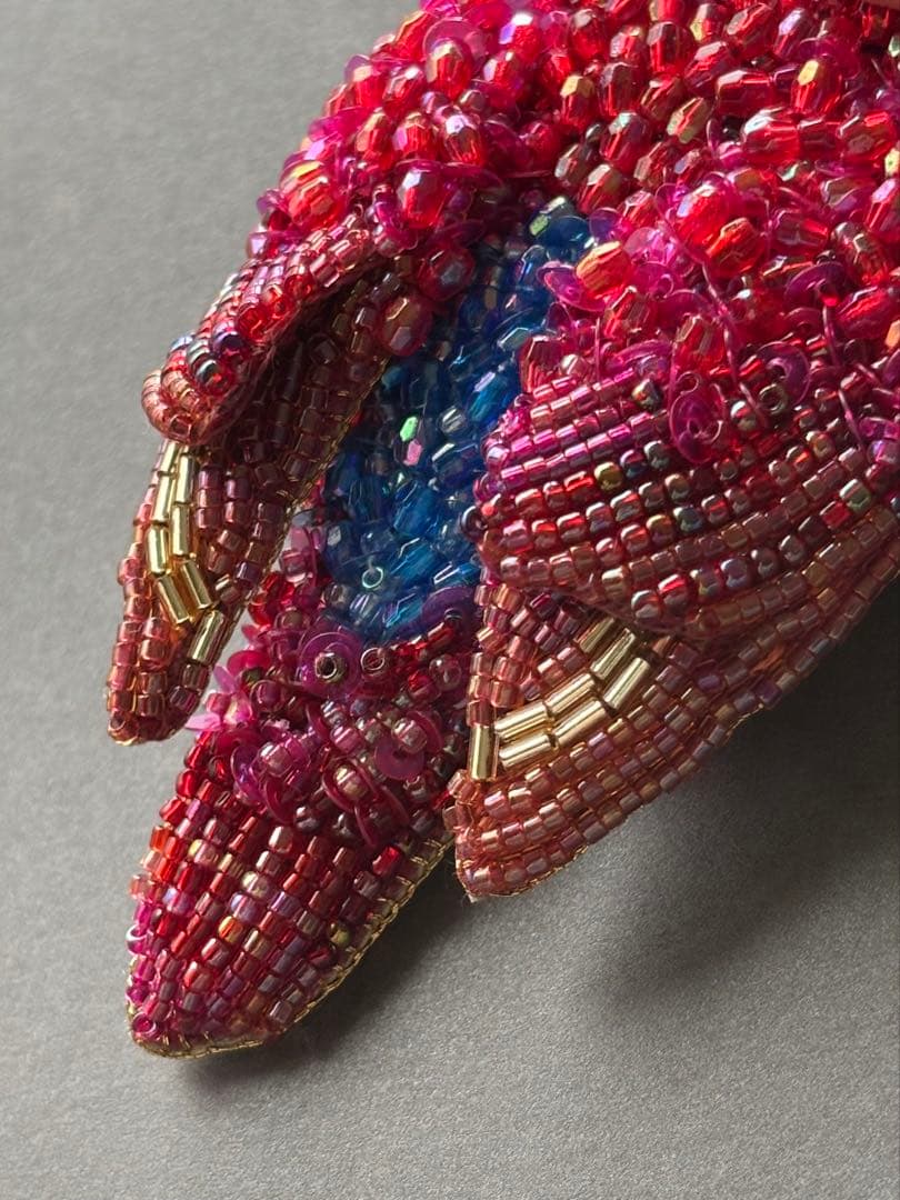 【リュウキュウアカショウビン】ビーズ刺繍ブローチバッグチャーム