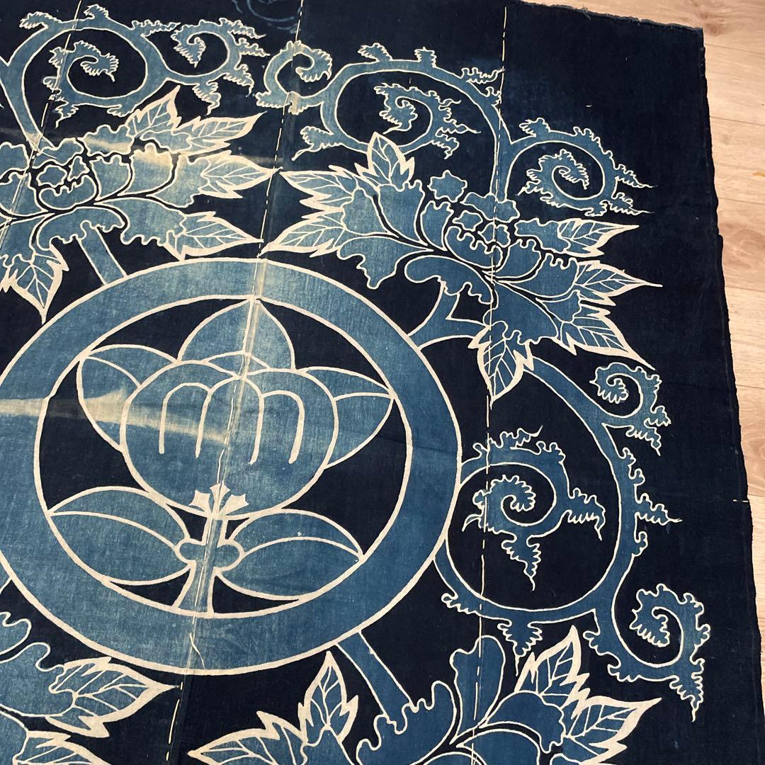 古布、4枚はぎあわせ、牡丹に橘柄