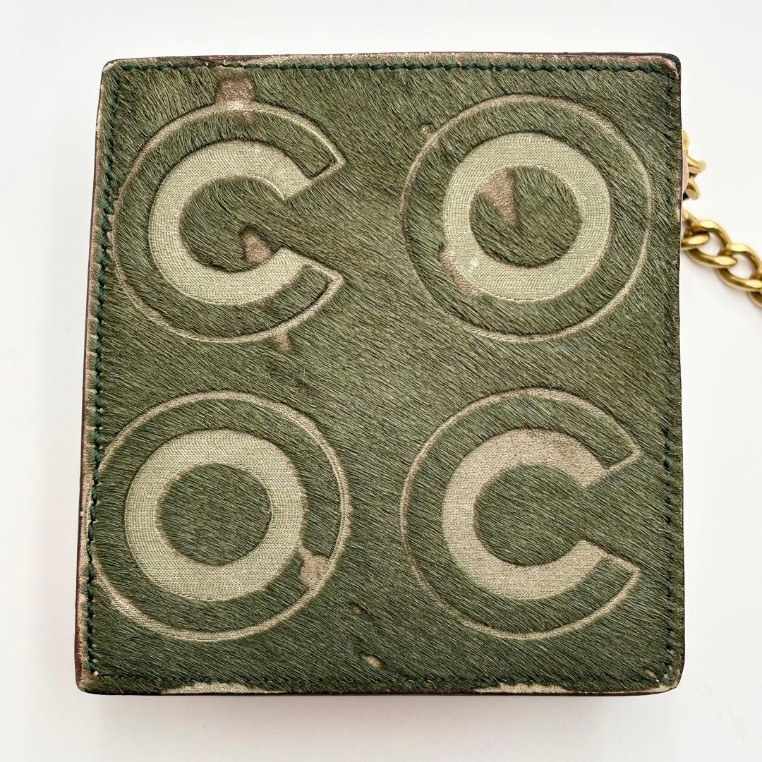 極希少 シャネル CHANEL ケース サイフ ハラコ ココマーク カーキ