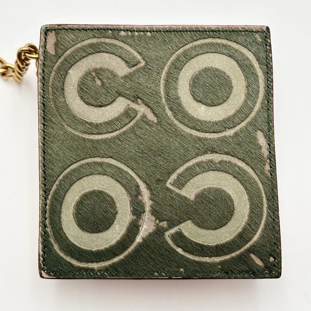 極希少 シャネル CHANEL ケース サイフ ハラコ ココマーク カーキ