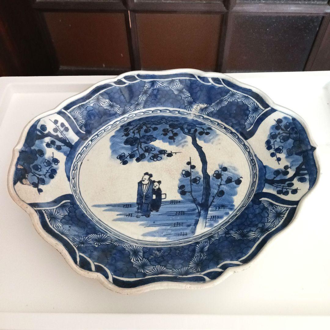 古伊万里　染付け皿　28センチ