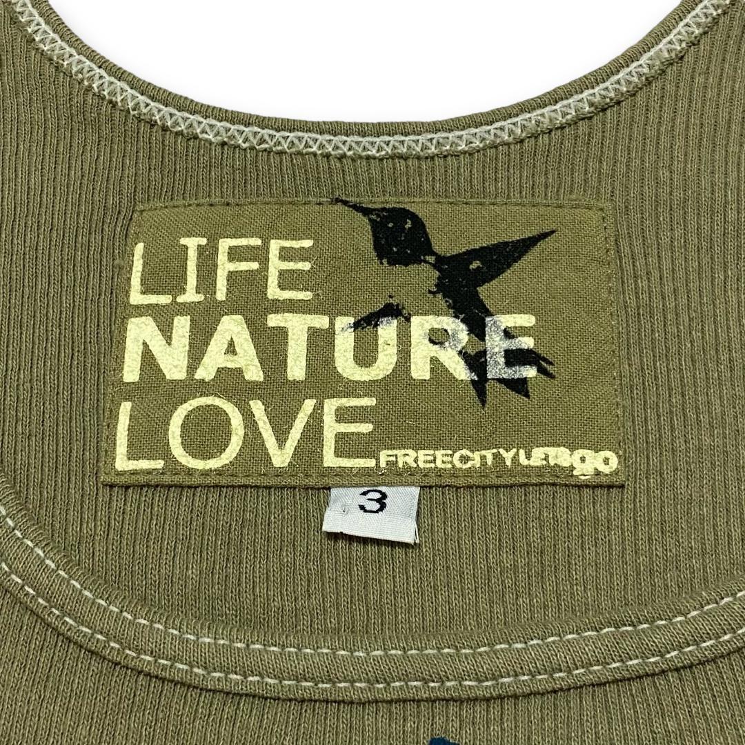 FREECITY　フリーシティ　リブ　タンクトップ　カーキ　３　キムタク　バード