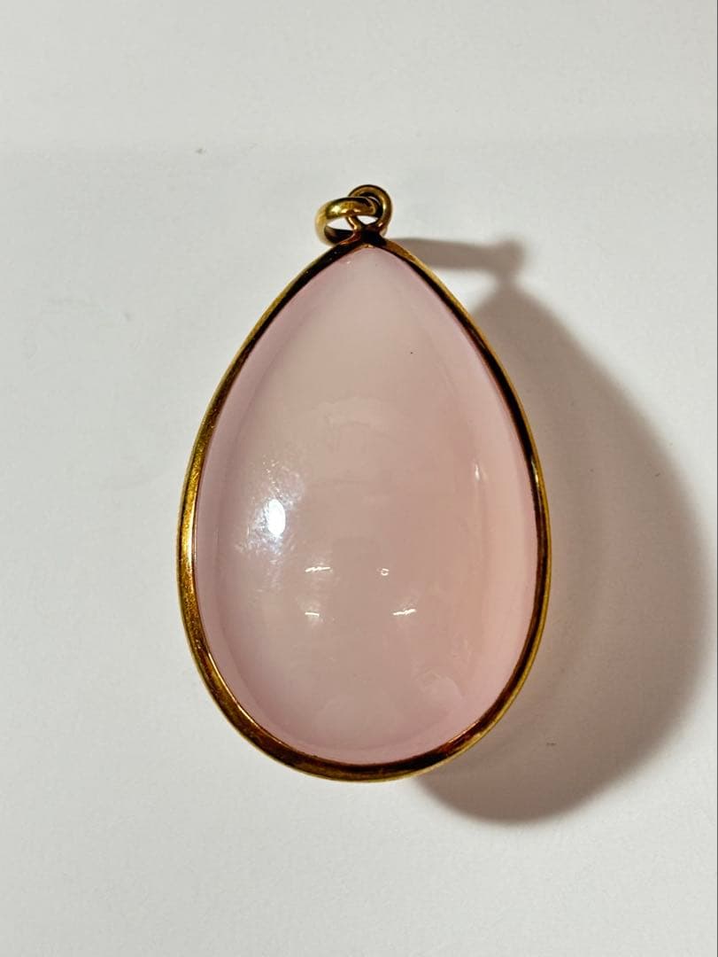 【K18 / 天然石ネックレストップ 】 ローズクォーツ