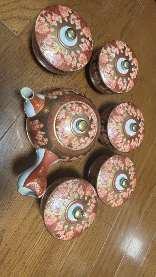 九谷焼　松峰　茶揃急須湯呑湯冷ましセット