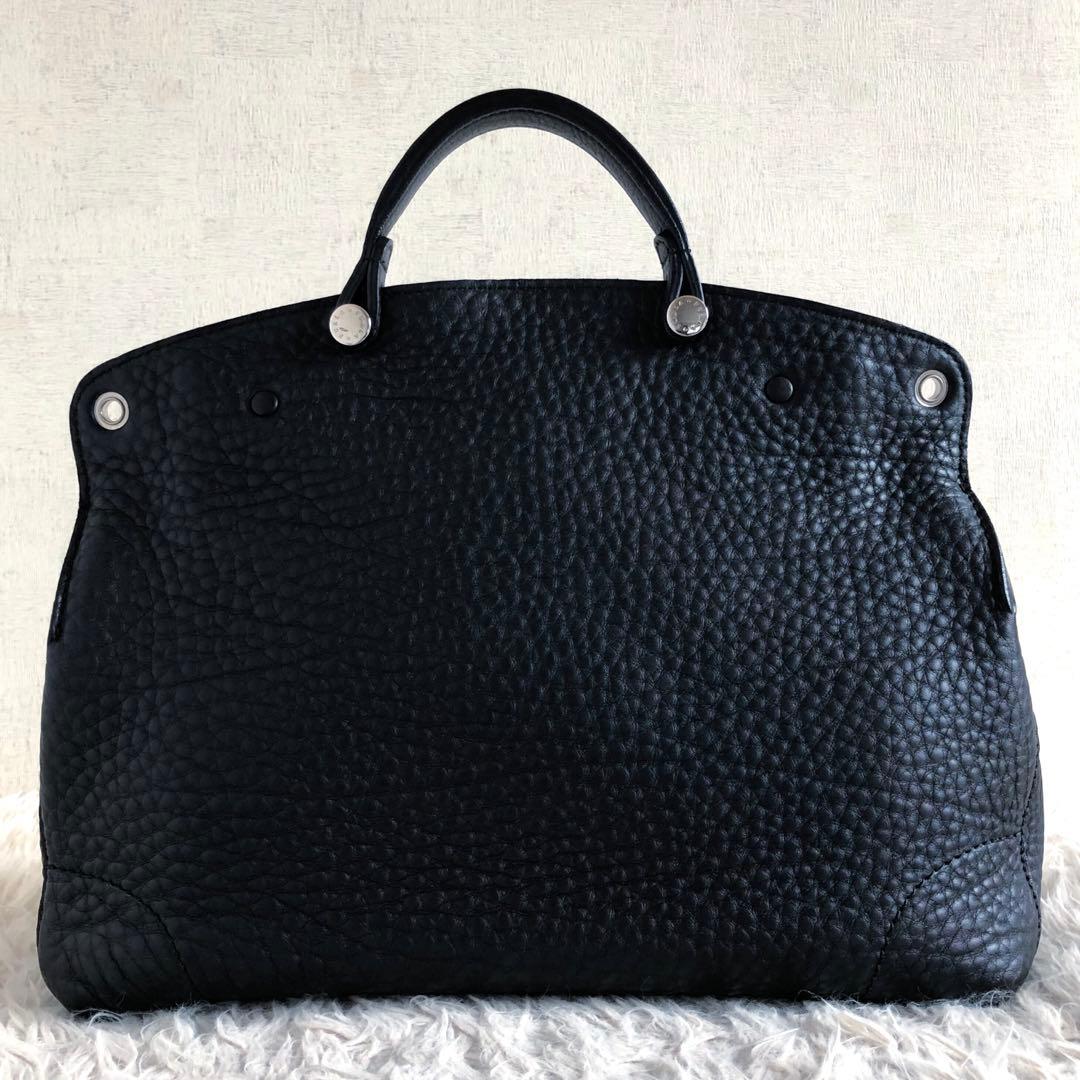 【極美品 イタリア製本革】フルラ　ハンドバッグ　黒　シボ　A4