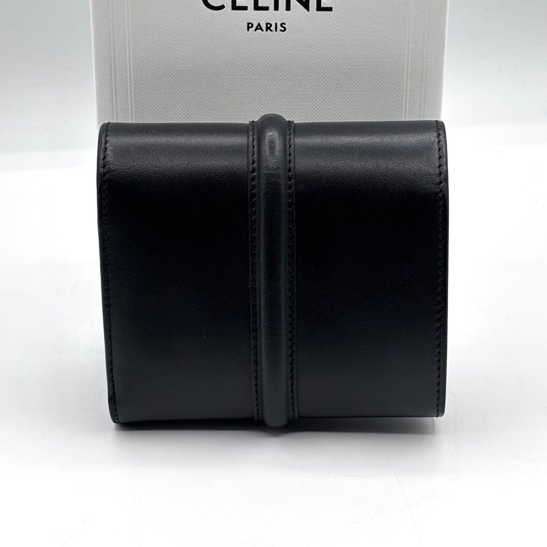 現行品 極美品 セリーヌ スモール トリフォールドウォレット16 セーズ 黒 箱