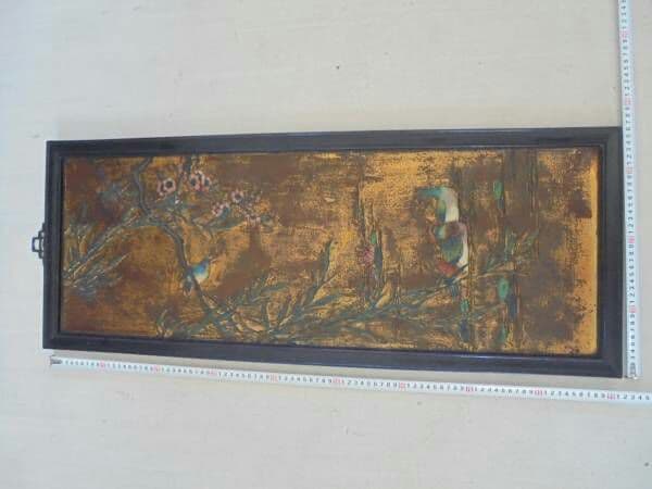 AKa5826　中国？　額　縦　約９１ｃｍ　横　約３６ｃｍ　吊金具除く