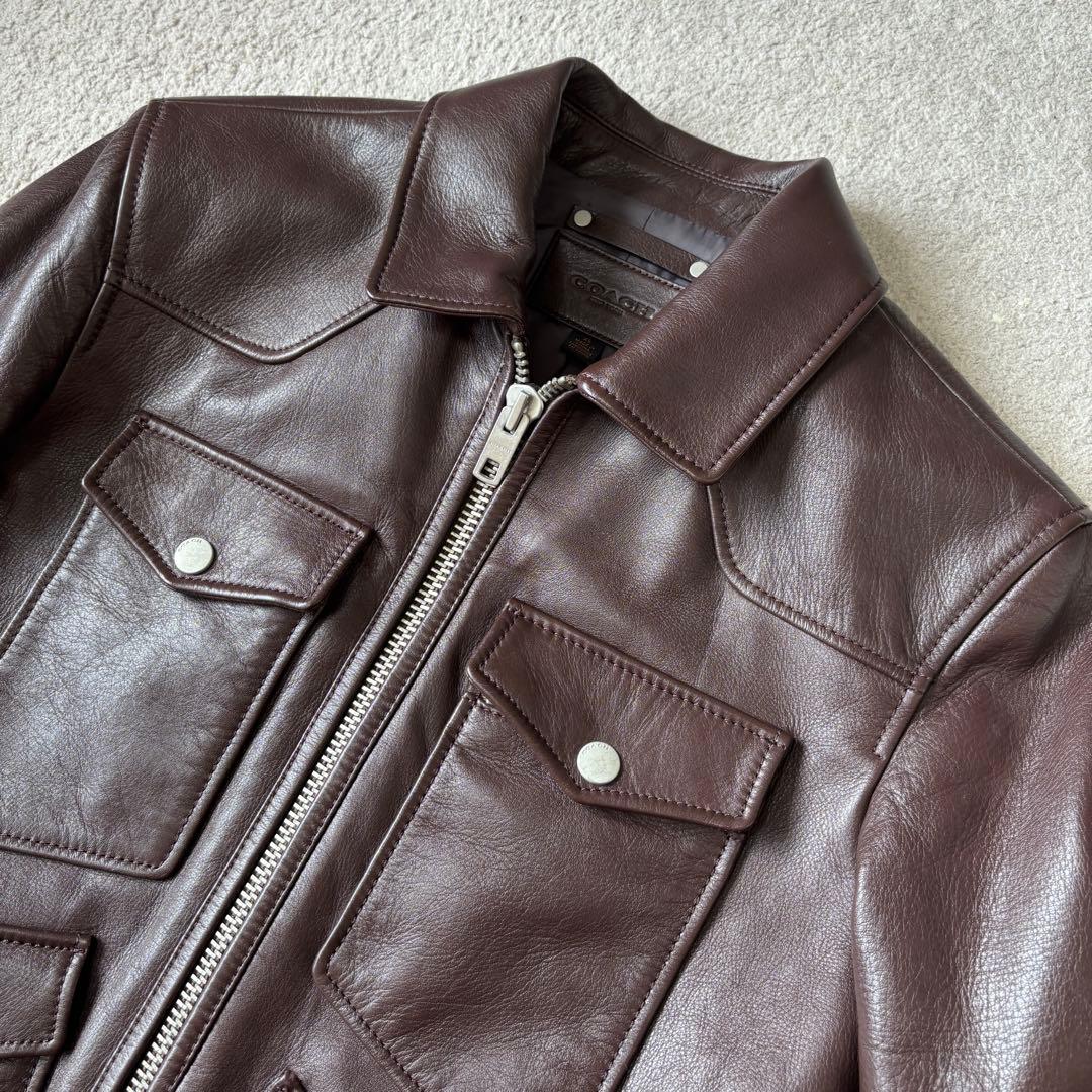 極美品 コーチ フォーポケットレザージャケット ライダース シングル 定価23万