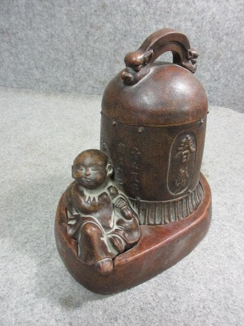 備前焼 置物 [B24220] 珍品 隠し絵 銘有り アンティーク インテリア