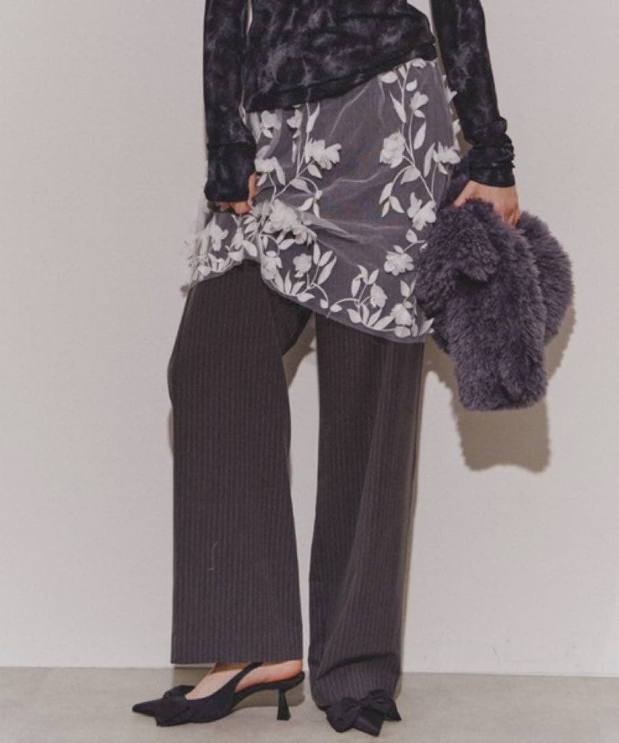 yae フラワーパターンレイヤードミニスカート