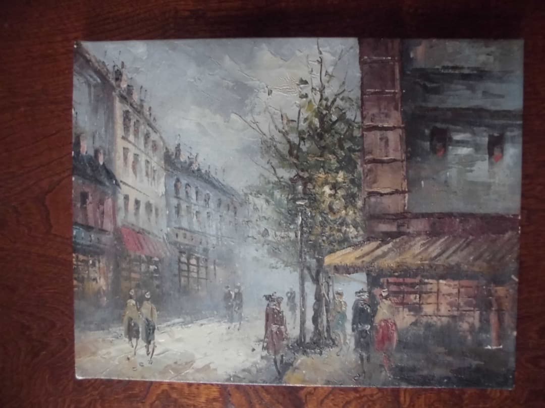 街灯と立木　佐伯祐三　F6 油彩画