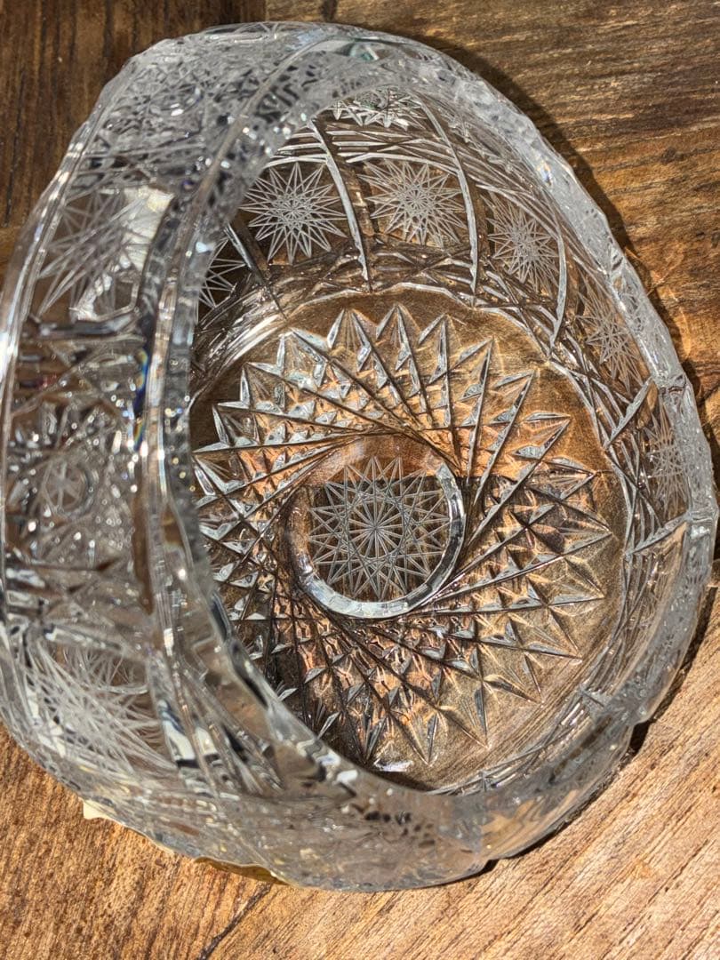 ボヘミアガラス ボヘミアクリスタル バスケット トレイ トレー アンティーク 皿