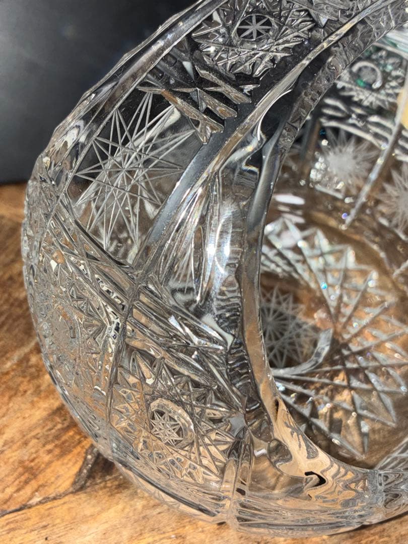 ボヘミアガラス ボヘミアクリスタル バスケット トレイ トレー アンティーク 皿