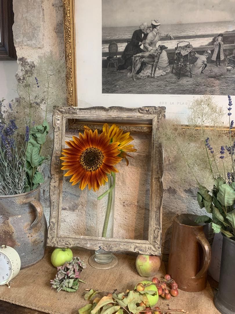 フランス 大型 アンティークフレーム 木彫 額縁 43x34cm