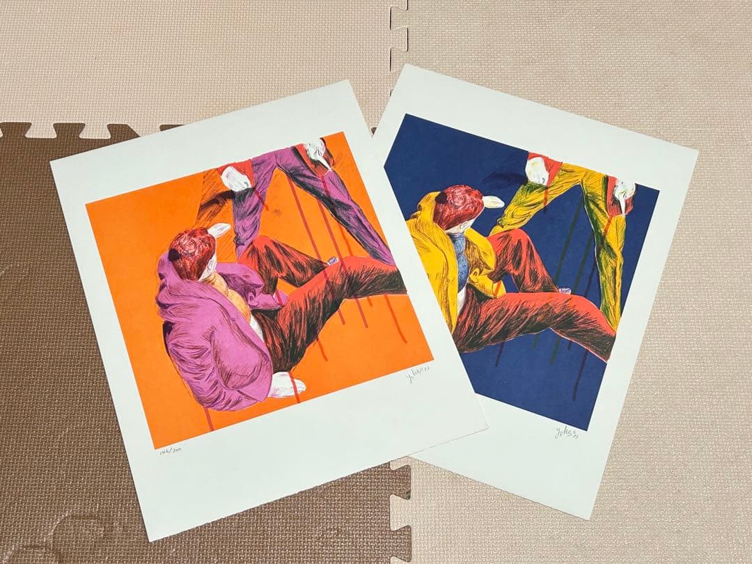 真作保証☆横尾忠則【ナイフの男】リトグラフ・2枚組・グラフィックデザイナー