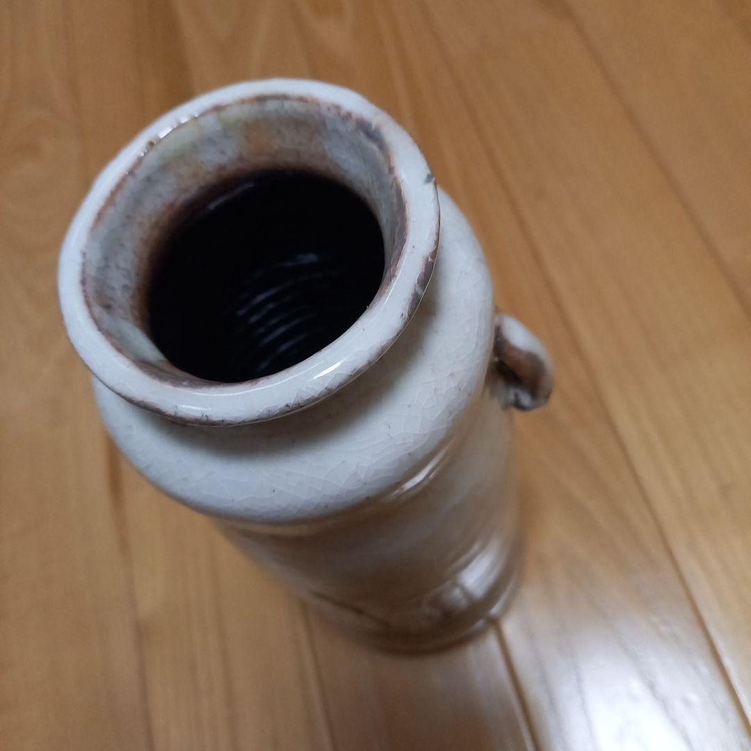 萩焼耳付き花瓶　煌雪窯　清水啓功　共箱付属　陶歴付属➕益子系統？の花瓶付属