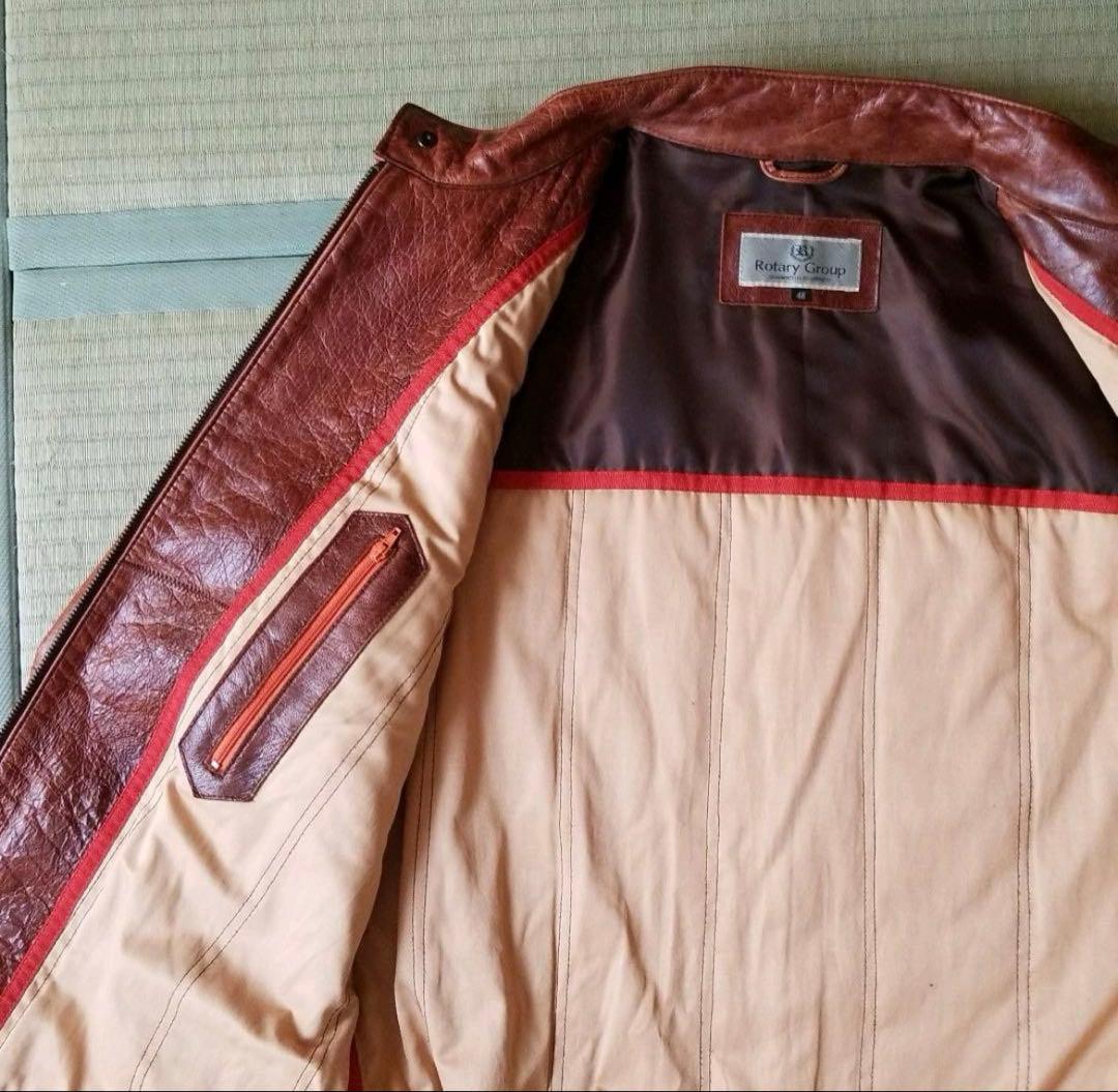 値下げ　美品　ブラウン シングルライダースジャケット