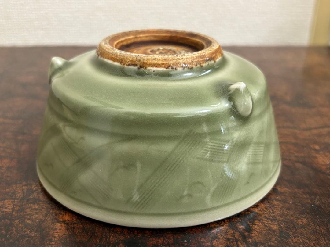 【美品】唐物 龍泉窯 青磁三脚香炉 外口径12cm　中国古玩 唐物