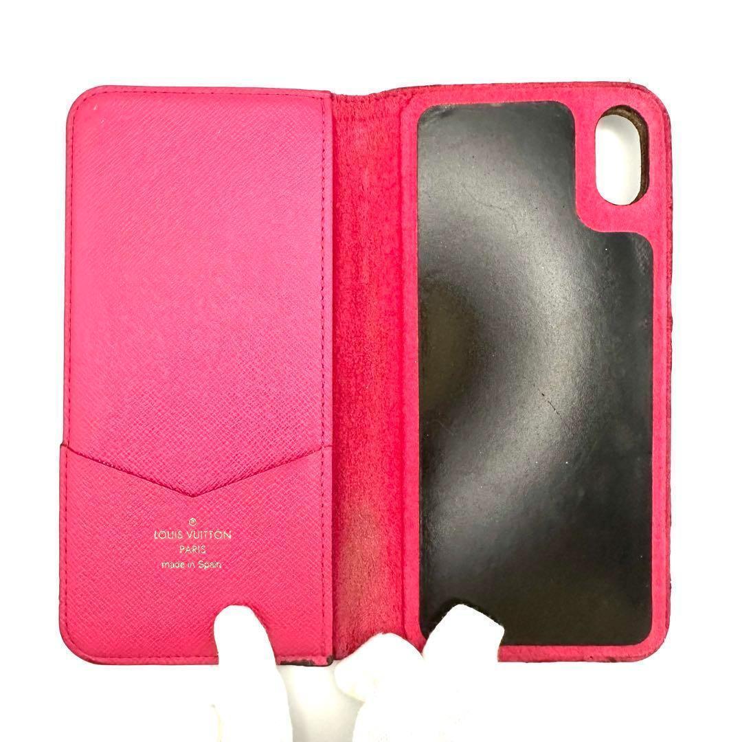 iPhone Xケース　ルイヴィトン　フォリオ　モノグラム　手帳型　ピンク