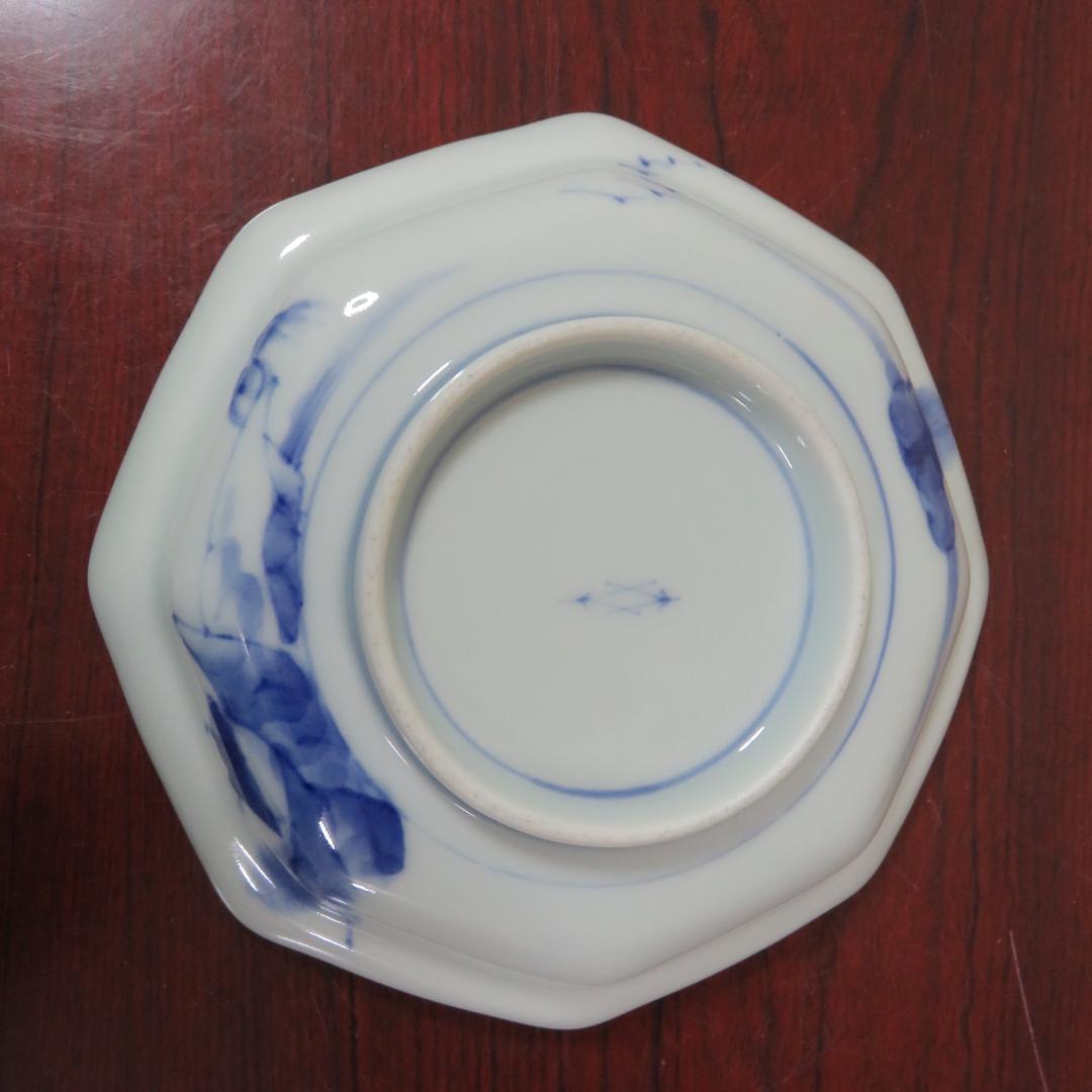 八角皿 伊万里 古代唐獅子 五寸皿 2枚 明治 大正 希少 美品 極上