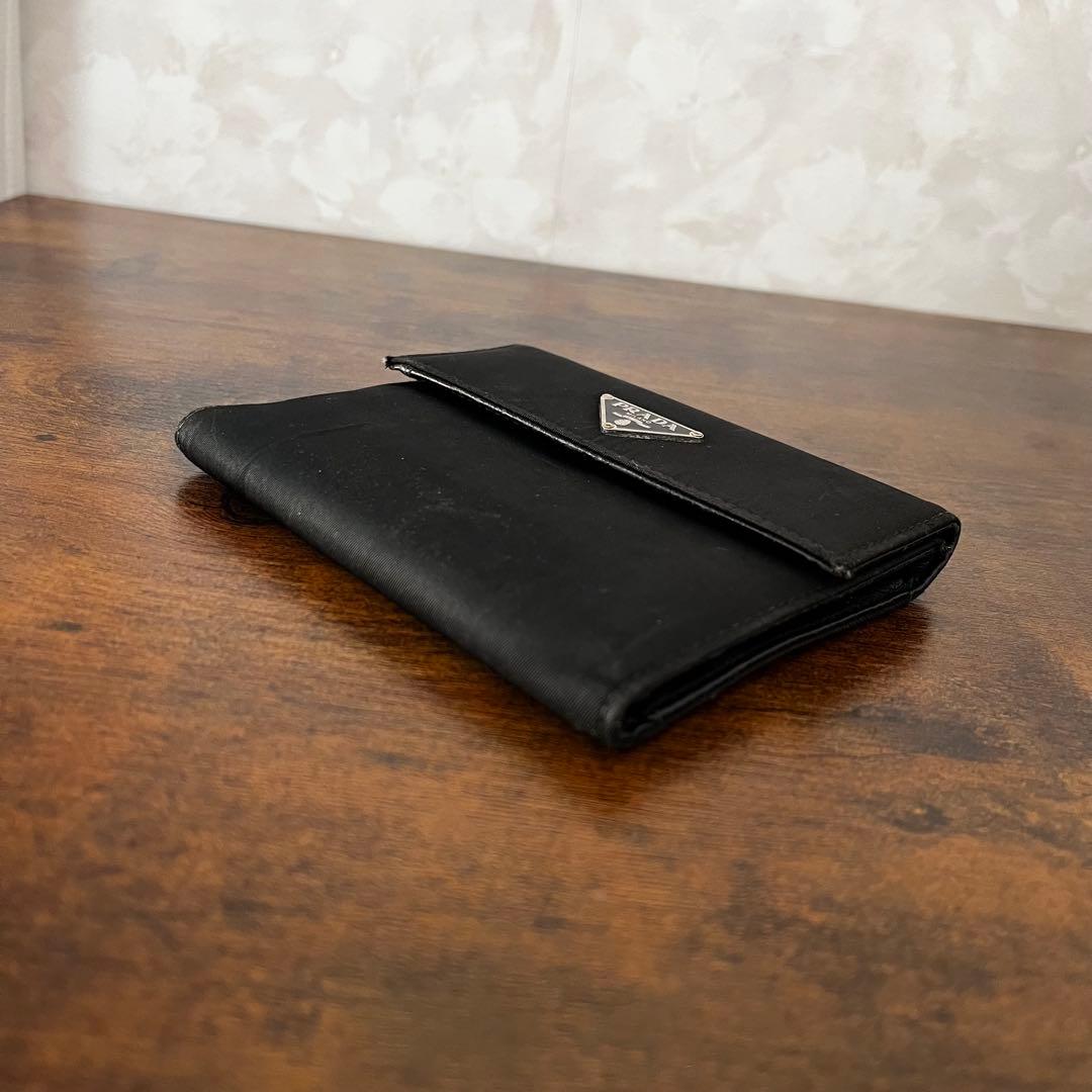 PRADA プラダ 三角プレート ナイロン×サフィアーノ ミニ財布 三つ折り財布