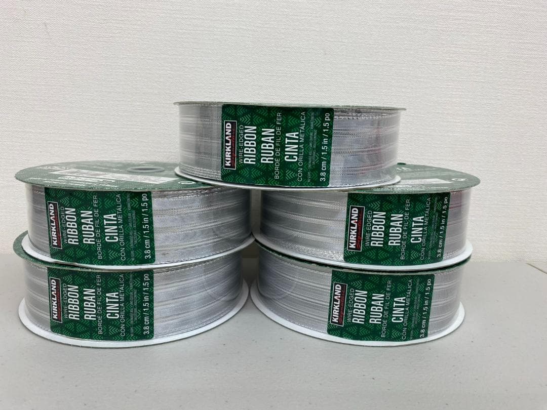 未使用品 KS ワイヤーエッジリボン 幅3.8cm 長さ45.7m 銀色コストコ