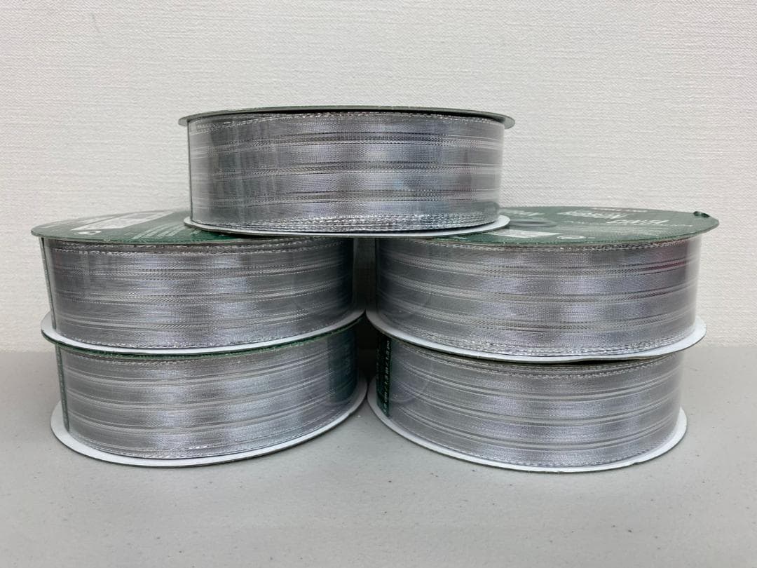 未使用品 KS ワイヤーエッジリボン 幅3.8cm 長さ45.7m 銀色コストコ