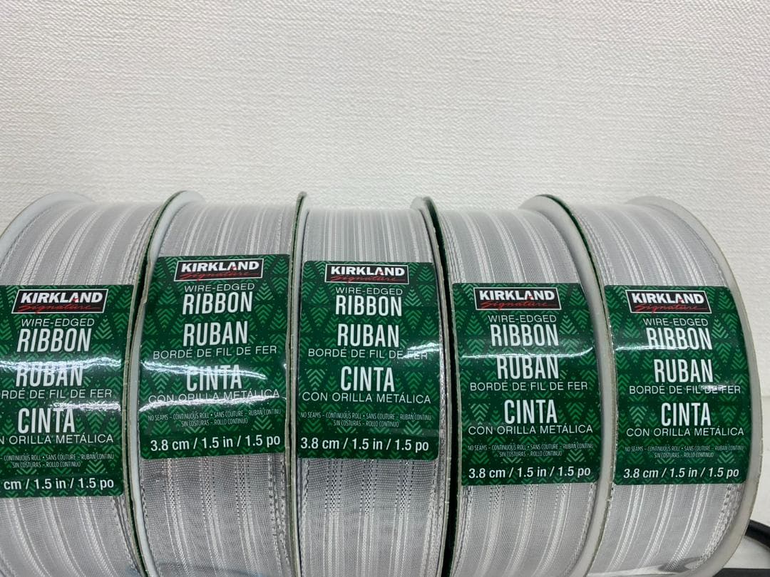未使用品 KS ワイヤーエッジリボン 幅3.8cm 長さ45.7m 銀色コストコ
