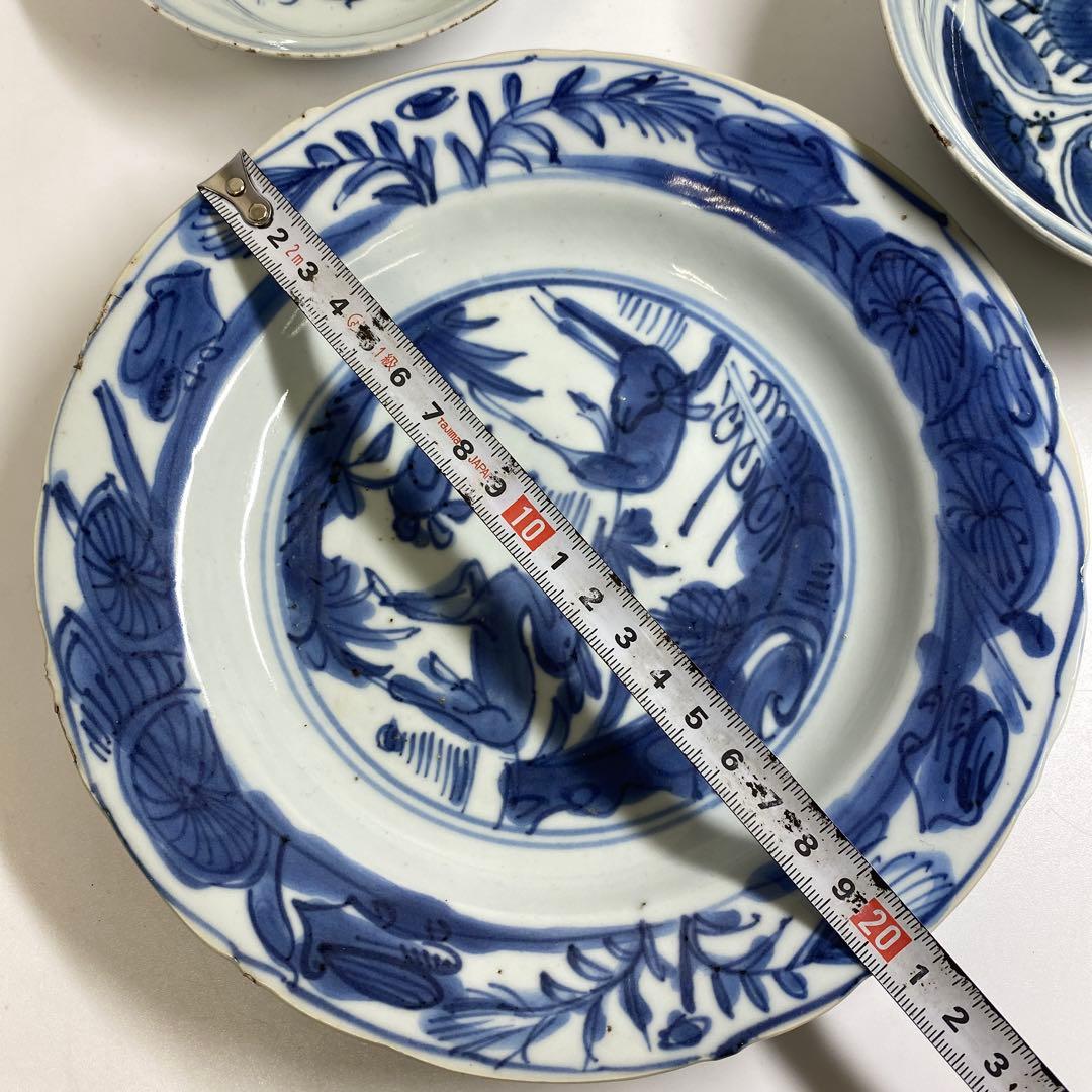 専用　中国明時代　古染付中皿鉢3点　東Y7-0204☆2Fトコオ