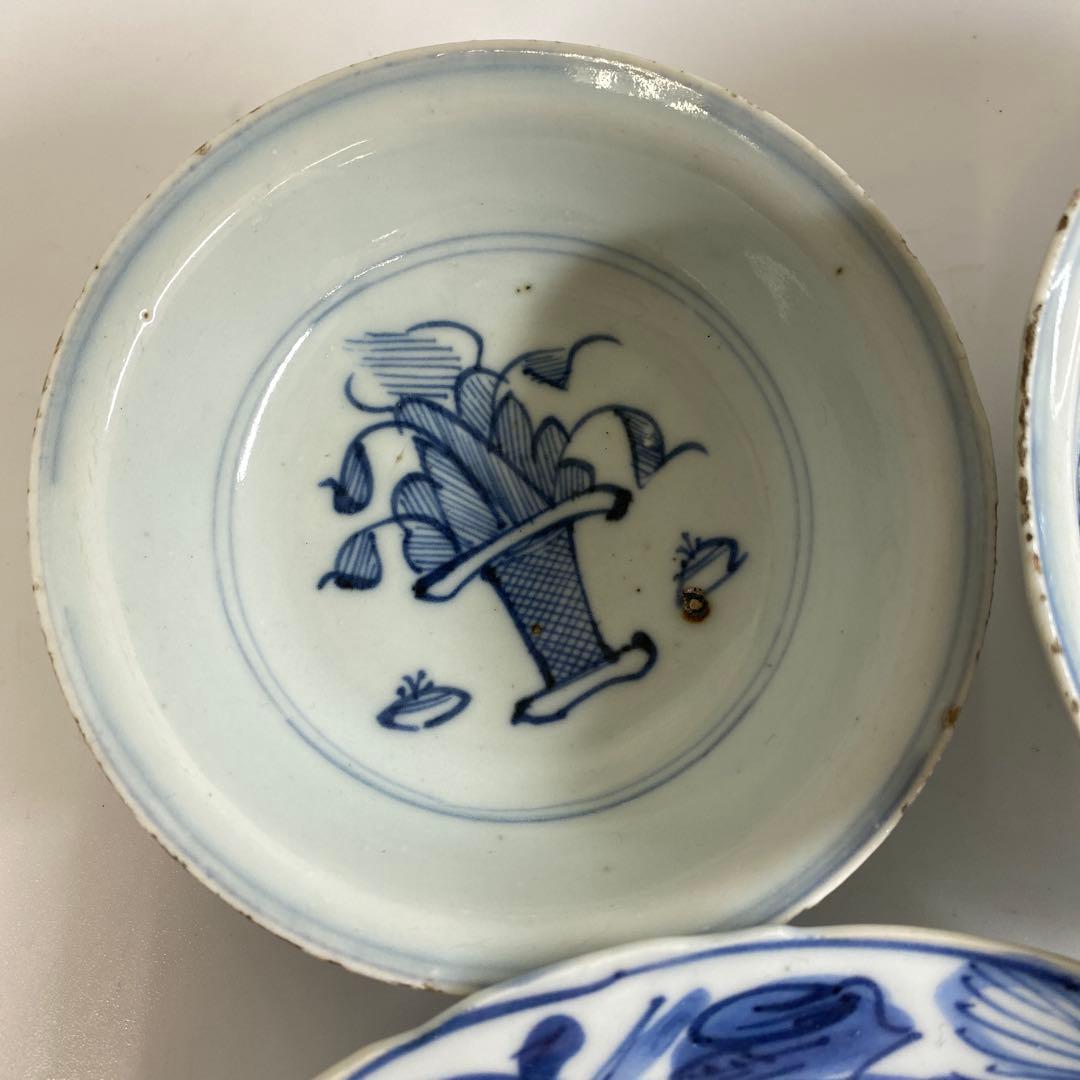 専用　中国明時代　古染付中皿鉢3点　東Y7-0204☆2Fトコオ