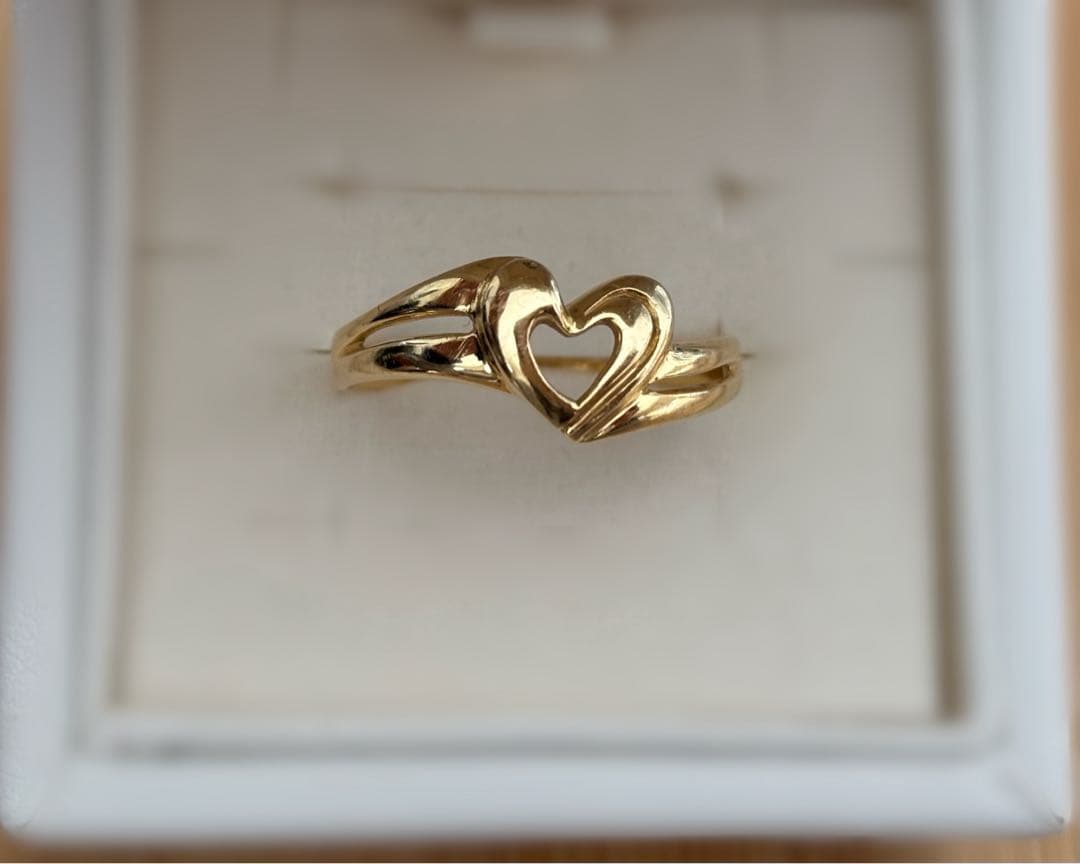 K18 18金　ハート ゴールドリング 大きめサイズ