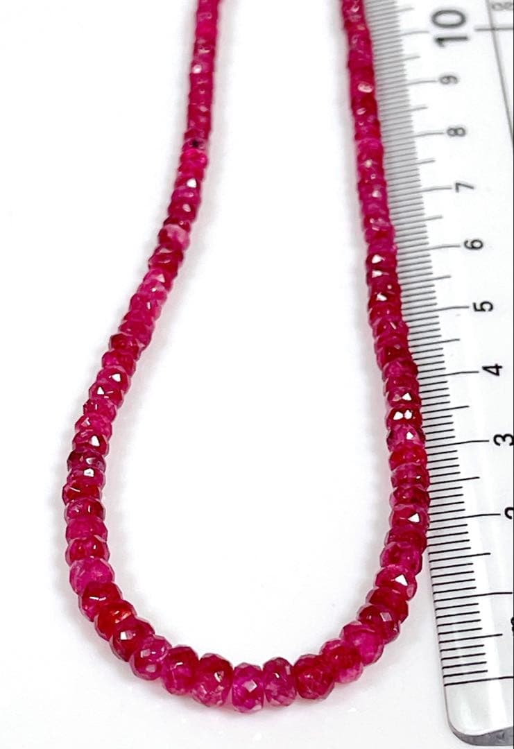 レッドスピネルネックレスボタンカットシルバーアジャスター5センチNO251306