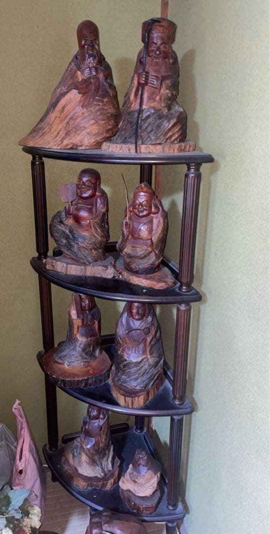 讃岐一刀彫・福禄寿 30cm 木彫像｜手彫り・一点物・和モダン