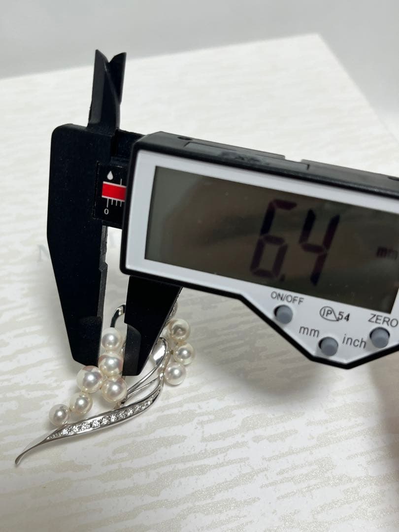 ミキモト　WGK18 パール×ダイヤ　ブローチ　美品