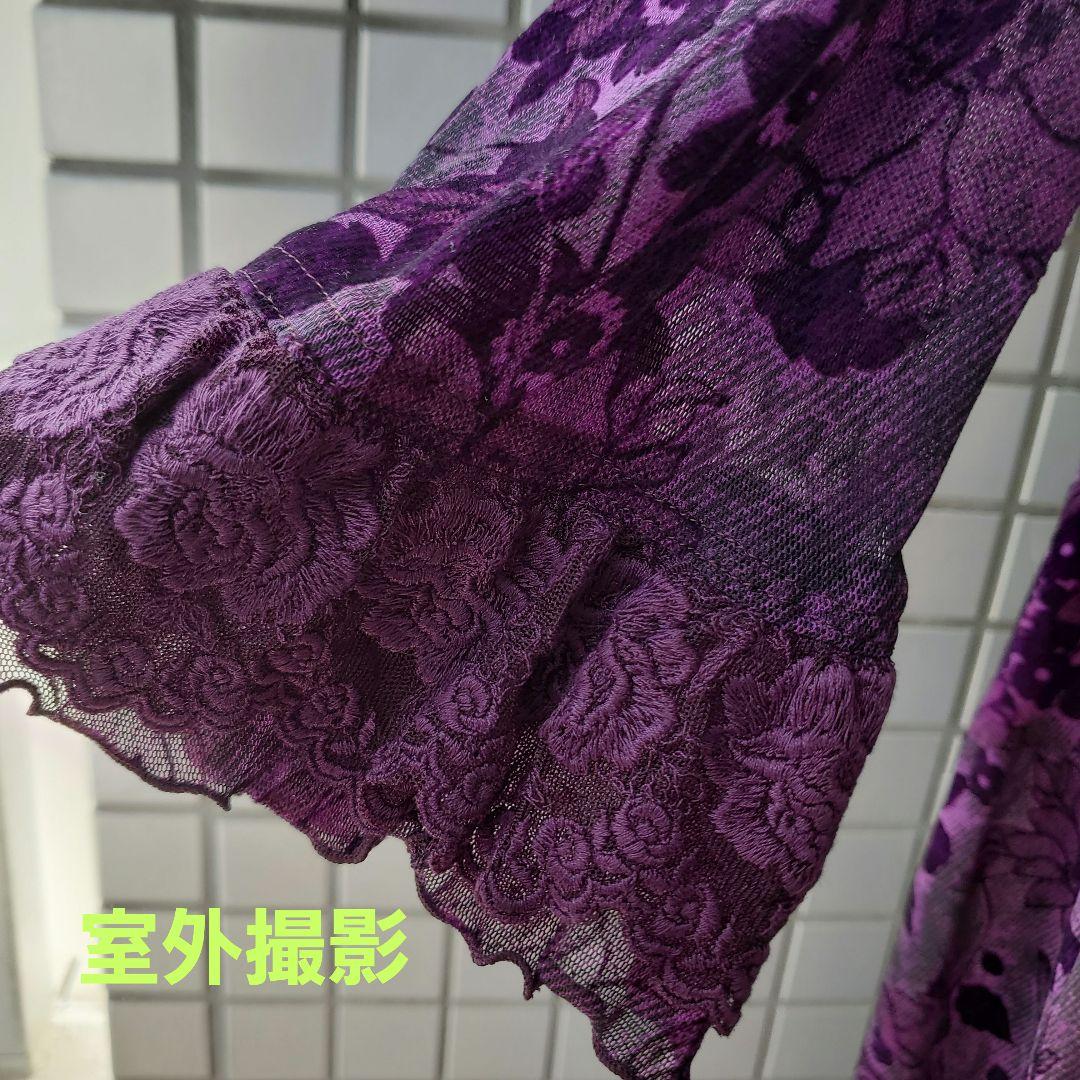 【ディアソラーレ】✨️美品　花柄レースモチーフ パープルロングドレス