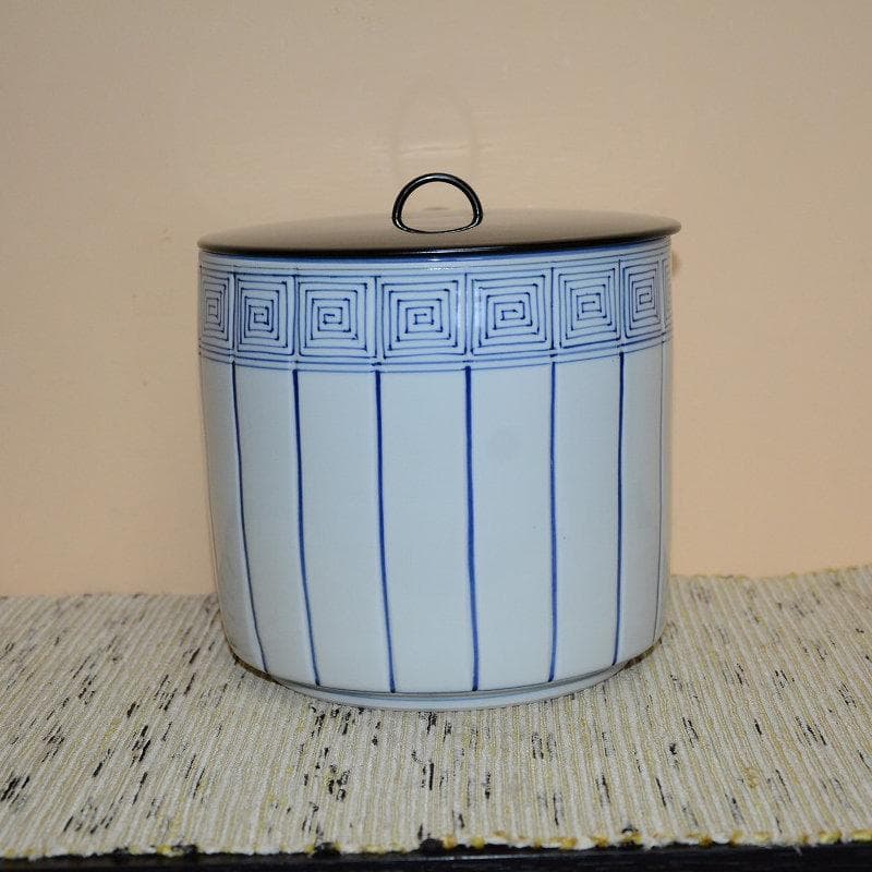 茶道具　水指　染付桶川水指　手塚祥堂　共箱　中古品　送料込み