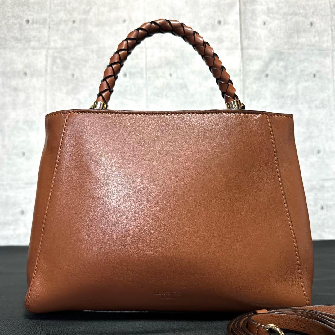 専用品JIMMY CHOO VARENNE キャメル 2WAYハンドバッグ