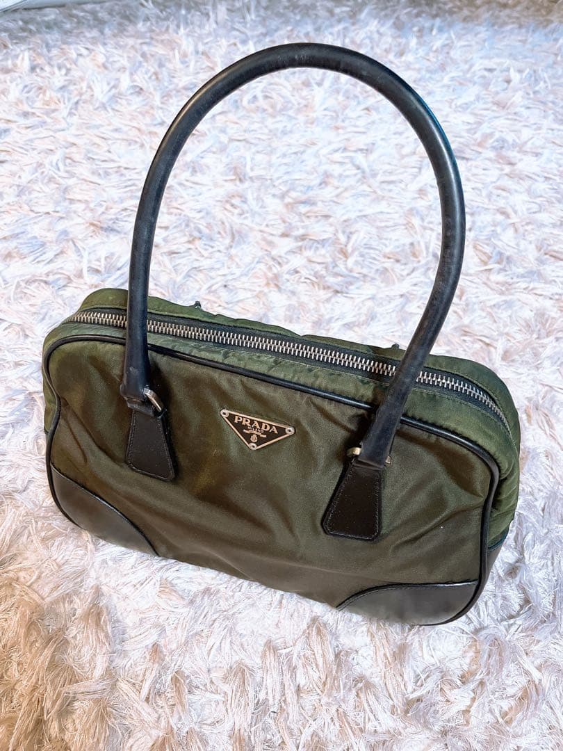 美品　PRADA プラダ　オリーブグリーン ハンドバッグ　トートバッグ