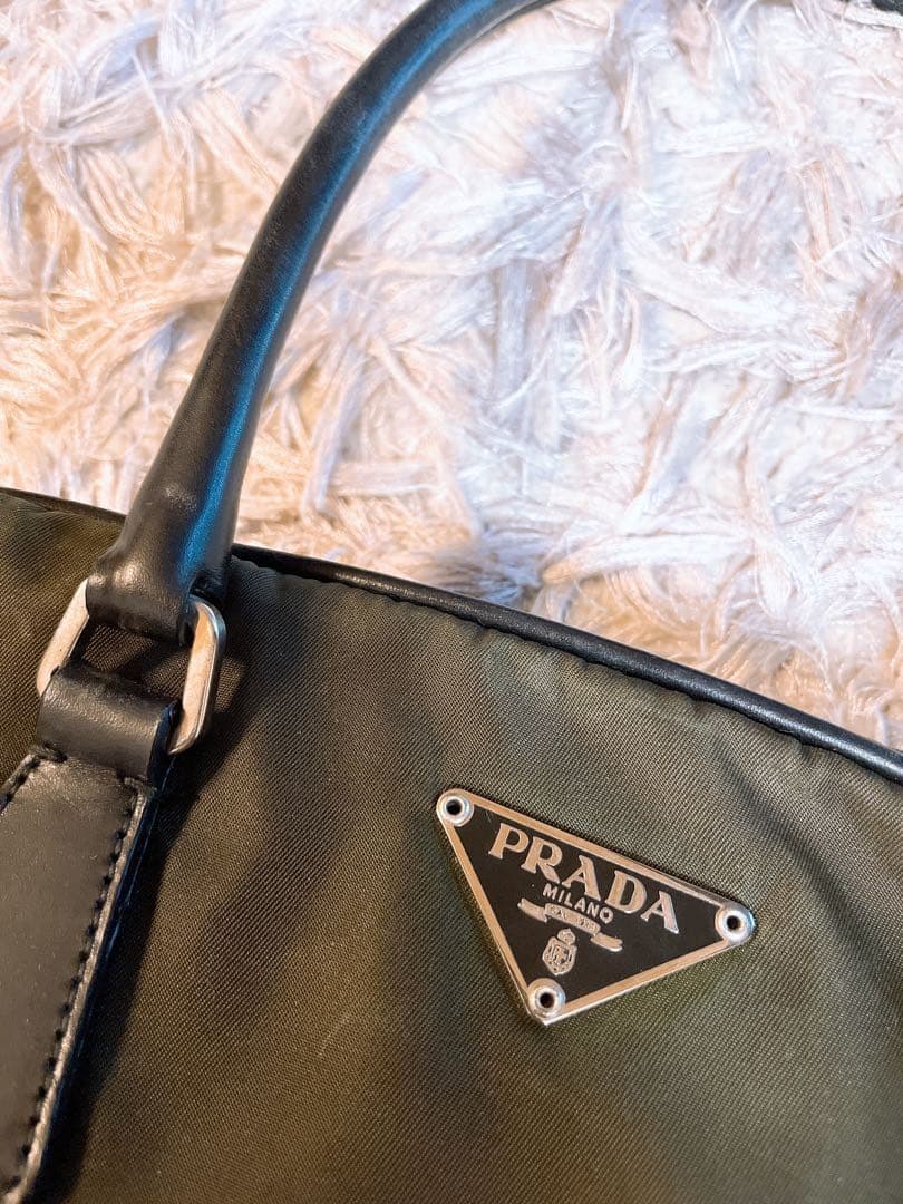 美品　PRADA プラダ　オリーブグリーン ハンドバッグ　トートバッグ
